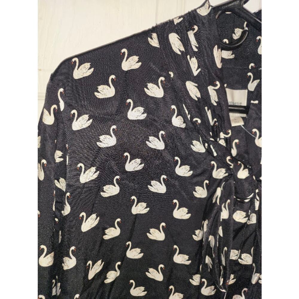 Anthropologie Maeve The Caroline Tie Neck Mini Dress Swan NWT Size L Whimsy - Picture 3 of 9